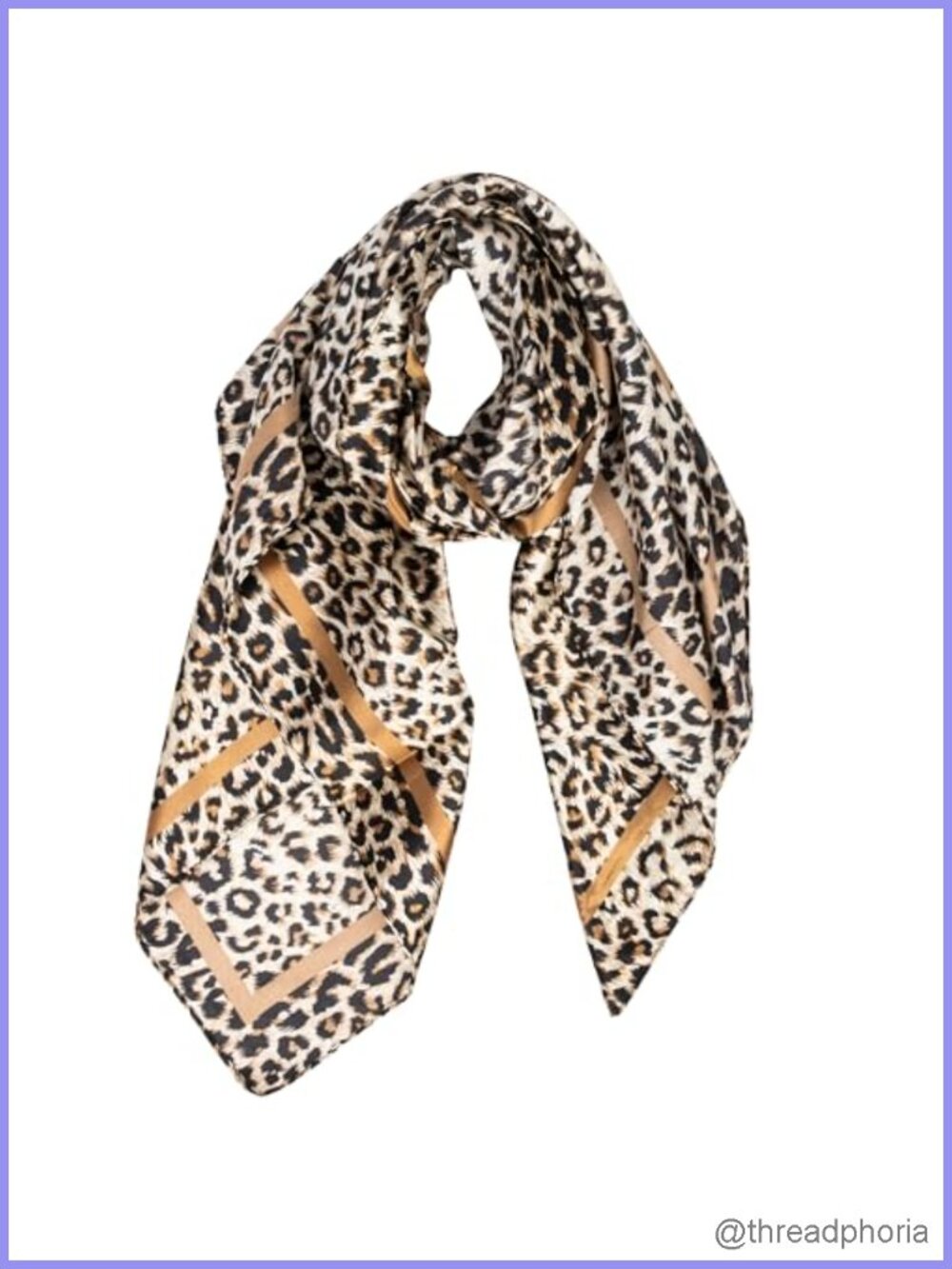 Large Square Leopard Print Satin Silk Feeling Scarf Bandana